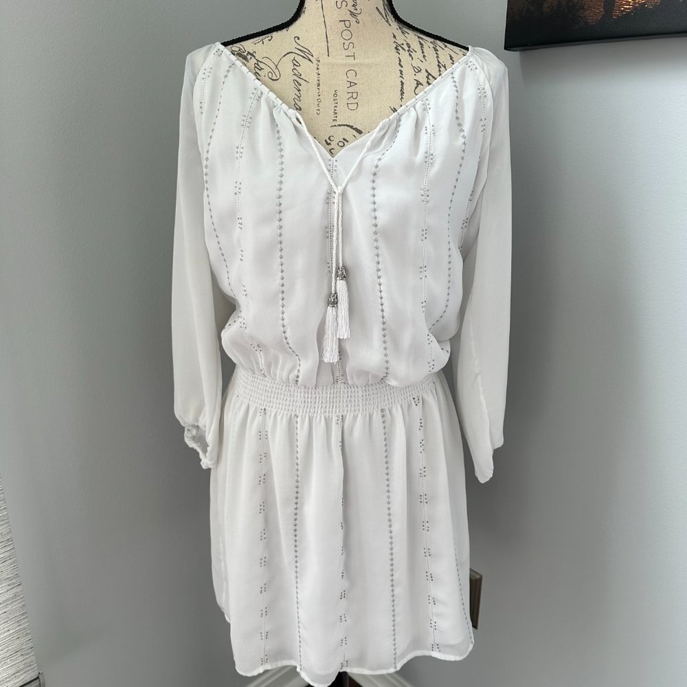 Silver accented White Dress